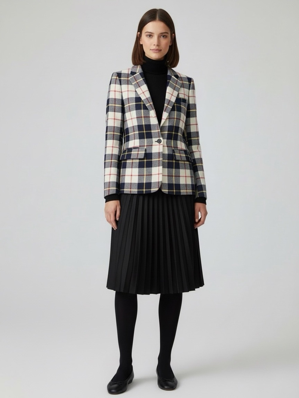 Bonpoint Paris Teen Girls 14 Adult Small Wool Plaid Blazer Jacket